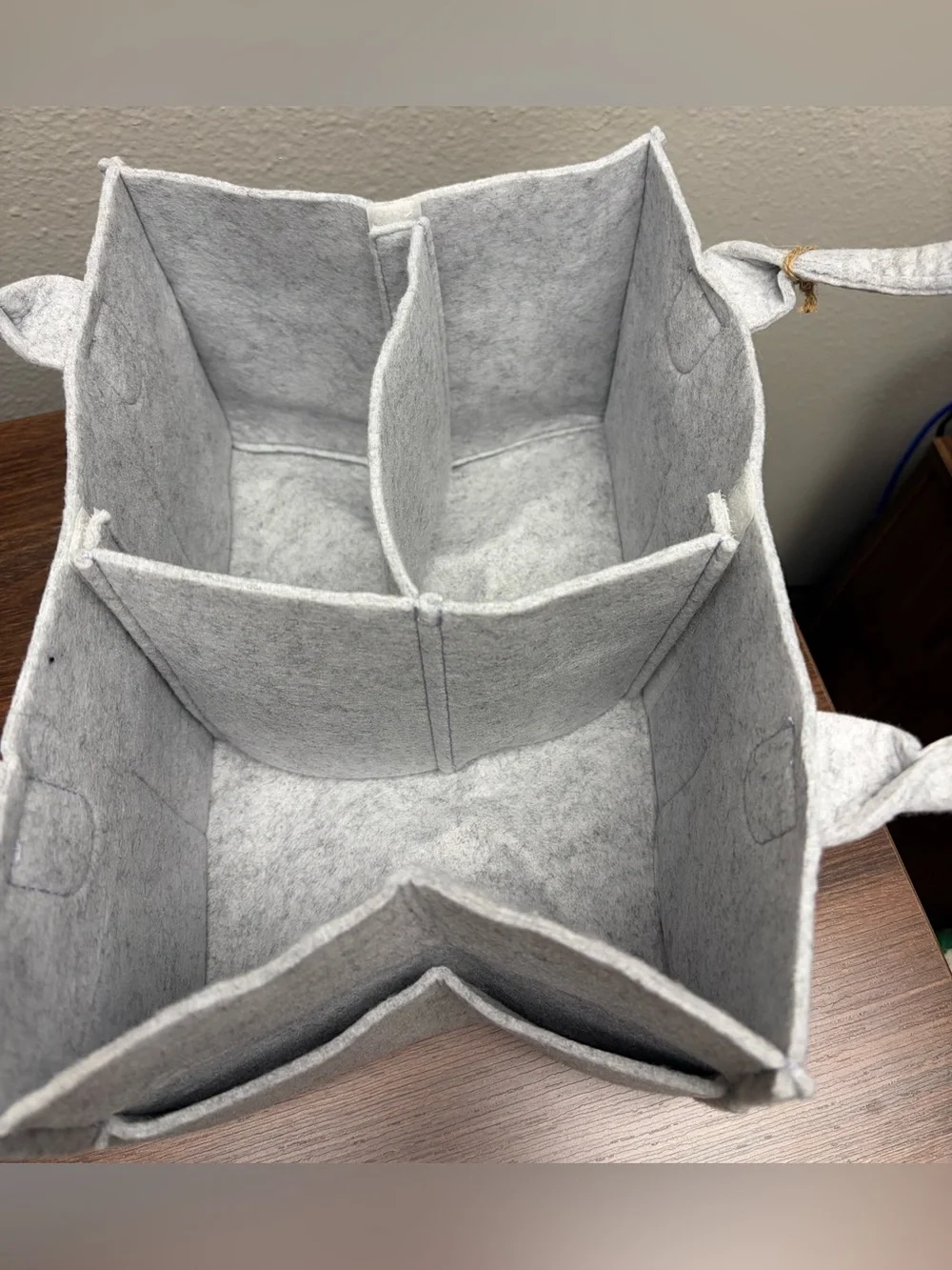 Light Gray Felt Diaper Caddy Organizer Tote Bag with Handles